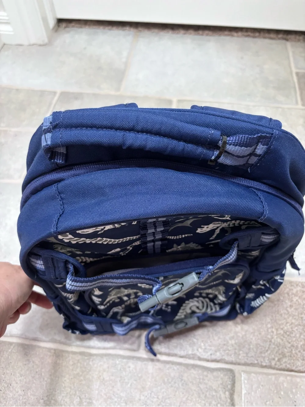 Pottery Barn Kids Mackenzie Dino Bones Backpack Blue